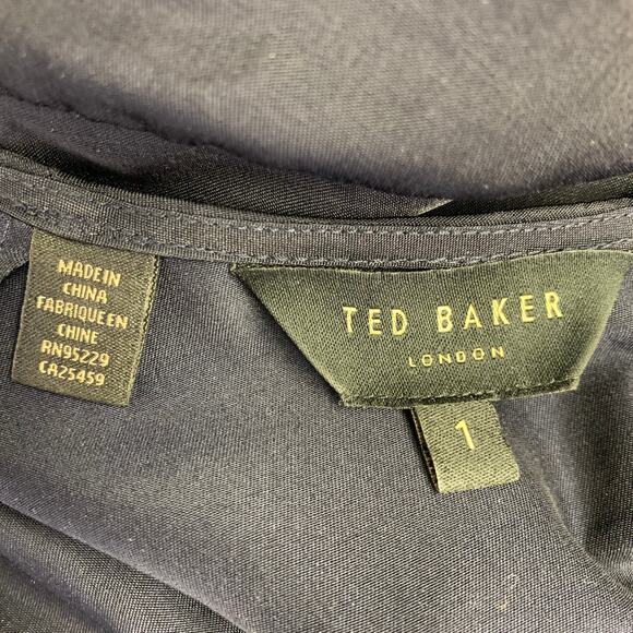 TED BAKER Size S Aminna Navy Polyester Utility Mid Calf Dress - Picture 4 of 5